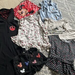 Disney bundle Size S 7 items included: 4 tops, 1 short, 1 dress, 1 bag